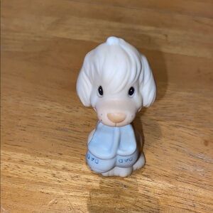 1982 Precious Moments Dog with dad slippers Ensco E9267 Jonathan and David. Mini